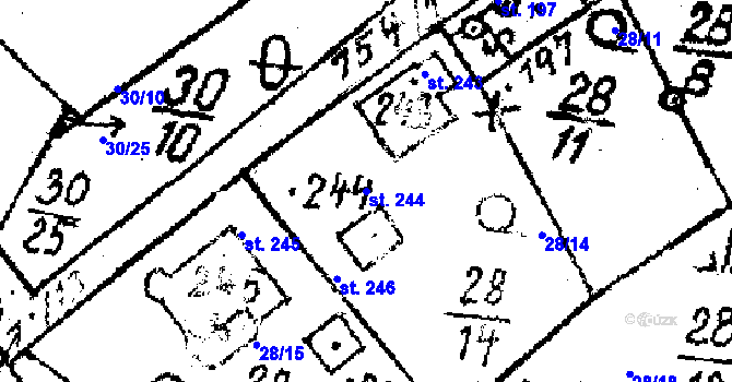 Parcela st. 244 v KÚ Dolní Folmava, Katastrální mapa