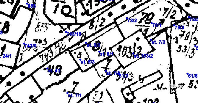 Parcela st. 8/1 v KÚ Horní Folmava, Katastrální mapa