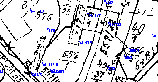 Parcela st. 17/3 v KÚ Horní Folmava, Katastrální mapa