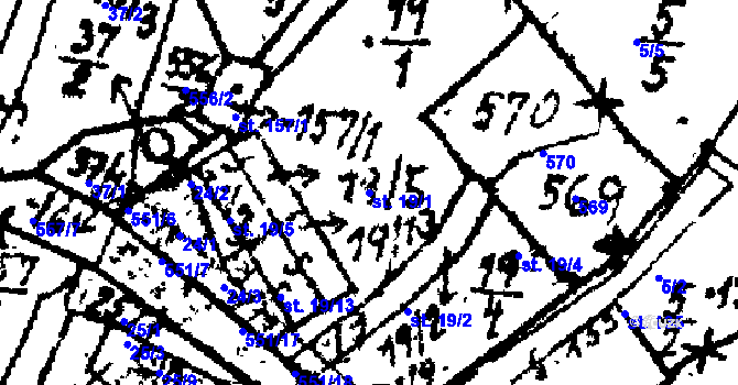 Parcela st. 19/1 v KÚ Horní Folmava, Katastrální mapa