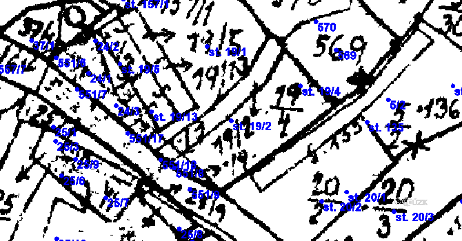 Parcela st. 19/2 v KÚ Horní Folmava, Katastrální mapa