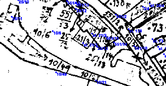 Parcela st. 21/3 v KÚ Horní Folmava, Katastrální mapa