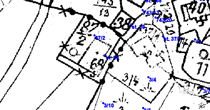Parcela st. 68 v KÚ Horní Folmava, Katastrální mapa