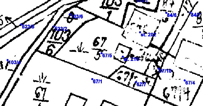 Parcela st. 67/5 v KÚ Horní Folmava, Katastrální mapa