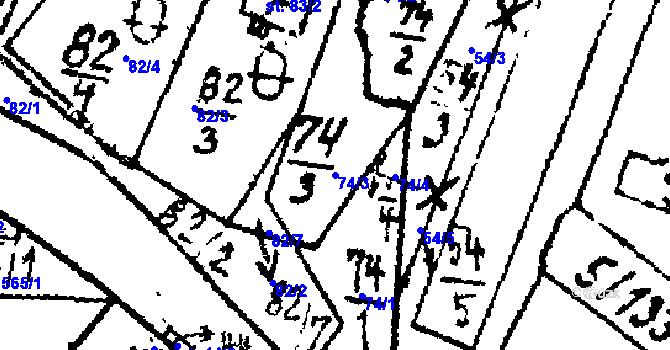 Parcela st. 74/3 v KÚ Horní Folmava, Katastrální mapa