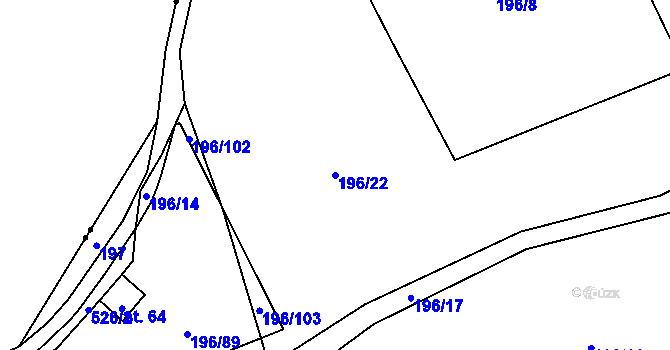 Parcela st. 196/22 v KÚ Horní Folmava, Katastrální mapa