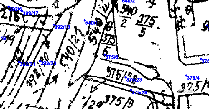 Parcela st. 375/6 v KÚ Horní Folmava, Katastrální mapa