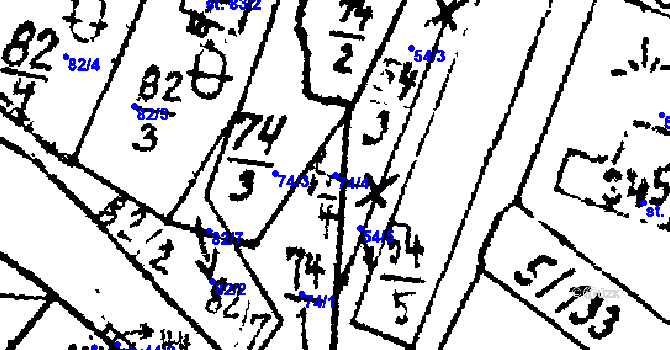 Parcela st. 74/4 v KÚ Horní Folmava, Katastrální mapa