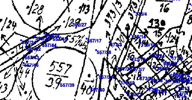 Parcela st. 557/28 v KÚ Horní Folmava, Katastrální mapa