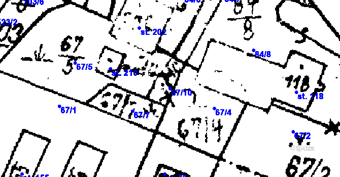Parcela st. 67/10 v KÚ Horní Folmava, Katastrální mapa
