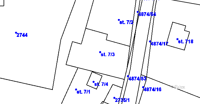 Parcela st. 7/3 v KÚ Francova Lhota, Katastrální mapa