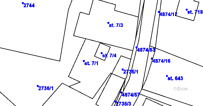 Parcela st. 7/4 v KÚ Francova Lhota, Katastrální mapa