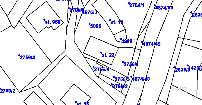 Parcela st. 22 v KÚ Francova Lhota, Katastrální mapa