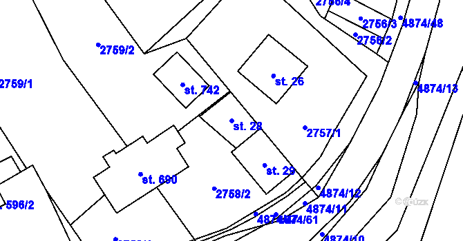 Parcela st. 28 v KÚ Francova Lhota, Katastrální mapa