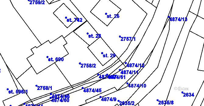 Parcela st. 29 v KÚ Francova Lhota, Katastrální mapa