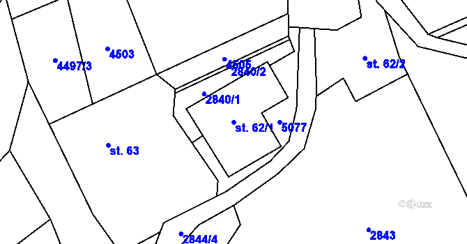 Parcela st. 62/1 v KÚ Francova Lhota, Katastrální mapa