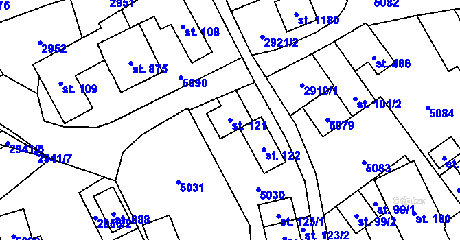 Parcela st. 121 v KÚ Francova Lhota, Katastrální mapa