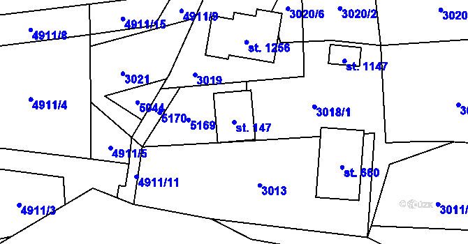 Parcela st. 147 v KÚ Francova Lhota, Katastrální mapa