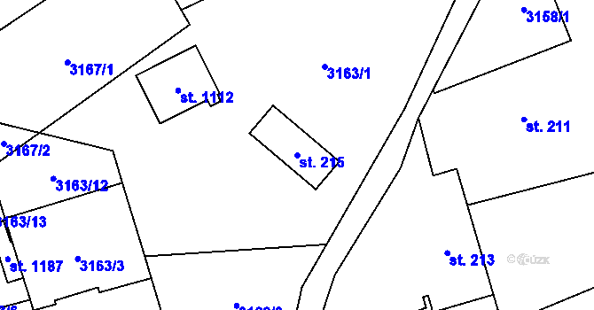 Parcela st. 215 v KÚ Francova Lhota, Katastrální mapa