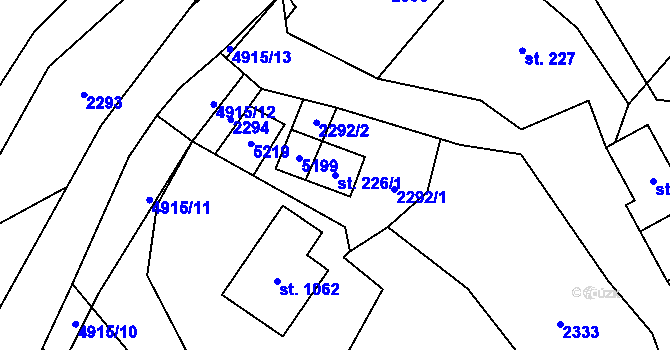 Parcela st. 226/1 v KÚ Francova Lhota, Katastrální mapa