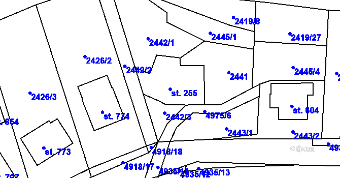 Parcela st. 255 v KÚ Francova Lhota, Katastrální mapa