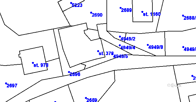 Parcela st. 378 v KÚ Francova Lhota, Katastrální mapa