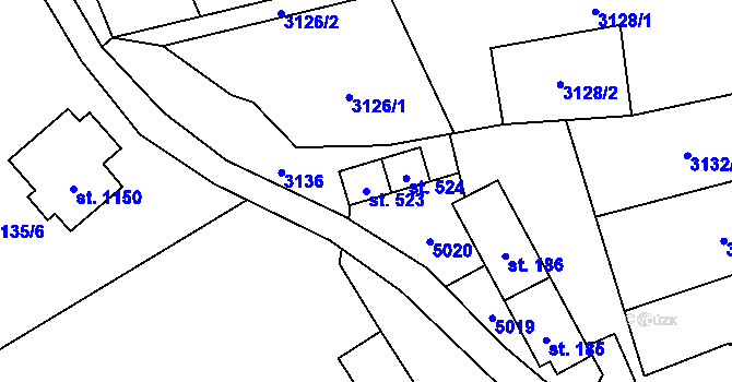 Parcela st. 523 v KÚ Francova Lhota, Katastrální mapa