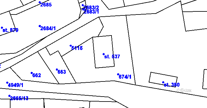 Parcela st. 537 v KÚ Francova Lhota, Katastrální mapa