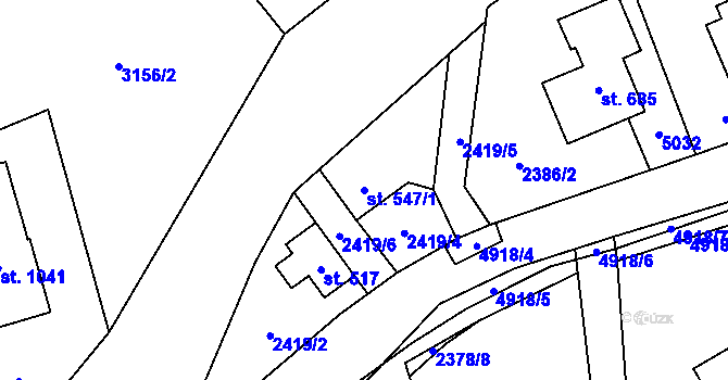 Parcela st. 547/1 v KÚ Francova Lhota, Katastrální mapa