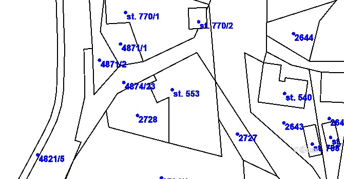 Parcela st. 553 v KÚ Francova Lhota, Katastrální mapa