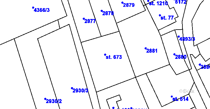 Parcela st. 673 v KÚ Francova Lhota, Katastrální mapa