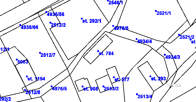 Parcela st. 784 v KÚ Francova Lhota, Katastrální mapa