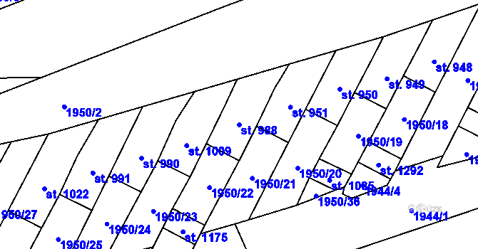 Parcela st. 988 v KÚ Francova Lhota, Katastrální mapa
