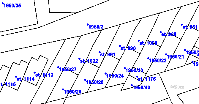 Parcela st. 991 v KÚ Francova Lhota, Katastrální mapa