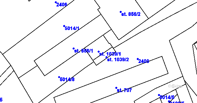 Parcela st. 1039/1 v KÚ Francova Lhota, Katastrální mapa