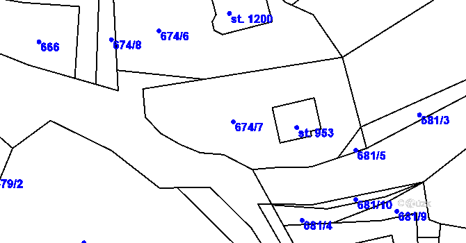 Parcela st. 674/7 v KÚ Francova Lhota, Katastrální mapa