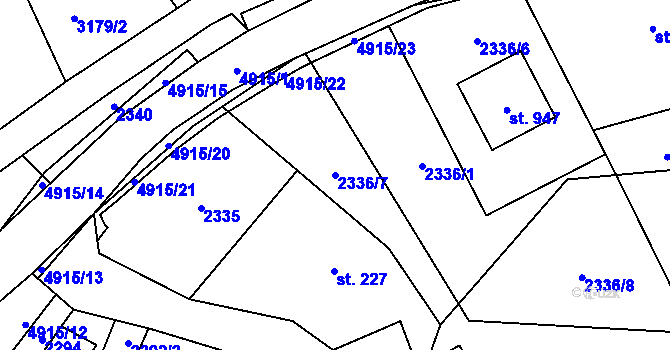 Parcela st. 2336/7 v KÚ Francova Lhota, Katastrální mapa