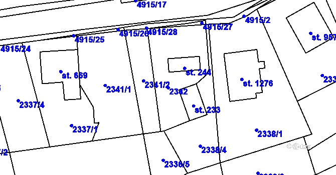 Parcela st. 2342 v KÚ Francova Lhota, Katastrální mapa