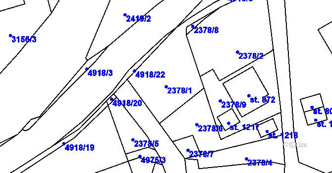 Parcela st. 2378/1 v KÚ Francova Lhota, Katastrální mapa