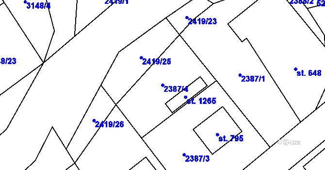 Parcela st. 2387/4 v KÚ Francova Lhota, Katastrální mapa