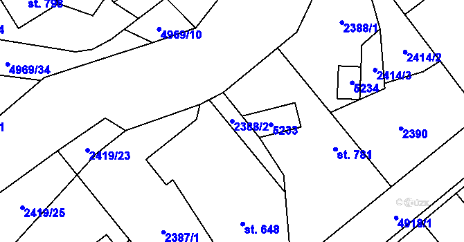 Parcela st. 2388/2 v KÚ Francova Lhota, Katastrální mapa