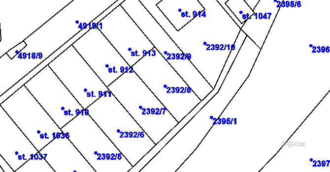 Parcela st. 2392/8 v KÚ Francova Lhota, Katastrální mapa