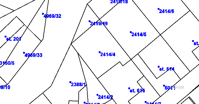 Parcela st. 2414/4 v KÚ Francova Lhota, Katastrální mapa