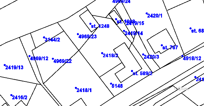 Parcela st. 2418/2 v KÚ Francova Lhota, Katastrální mapa