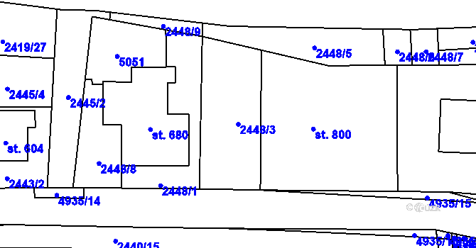Parcela st. 2448/3 v KÚ Francova Lhota, Katastrální mapa