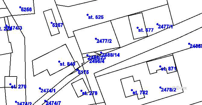 Parcela st. 2488/14 v KÚ Francova Lhota, Katastrální mapa