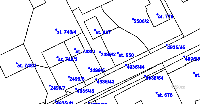 Parcela st. 2499/2 v KÚ Francova Lhota, Katastrální mapa