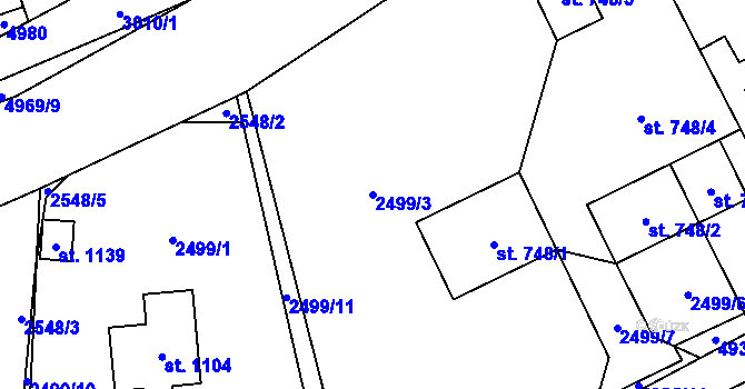 Parcela st. 2499/3 v KÚ Francova Lhota, Katastrální mapa