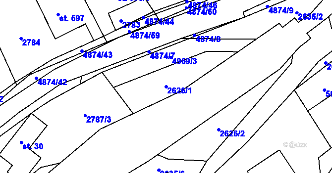 Parcela st. 2626/1 v KÚ Francova Lhota, Katastrální mapa