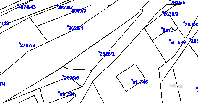 Parcela st. 2626/2 v KÚ Francova Lhota, Katastrální mapa